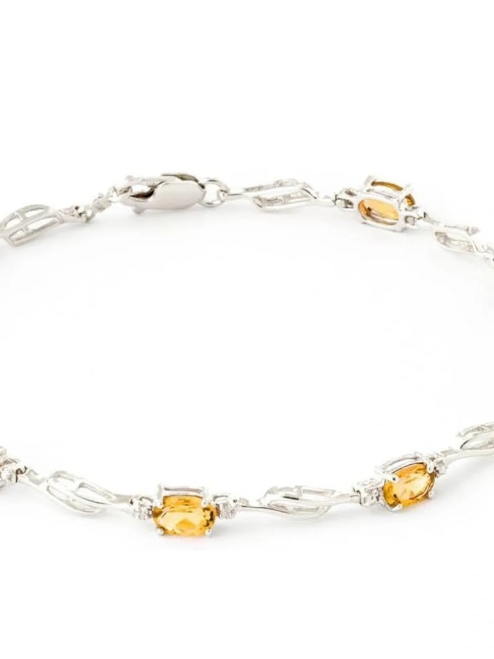 Galaxy Gold 14 K Solid Gold Natural Diamond & Citrine Tennis Bracelet